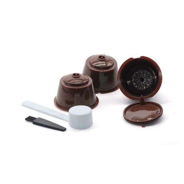 Cápsulas reutilizáveis para máquina de café Dolce Gusto 3 unid castanho