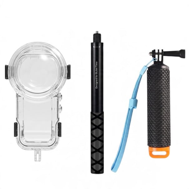 Căptușeală impermeabilă pentru Insta360 X5 S cu suport manual de cca 180 x 35 mm și tijă extensibilă 28-114 cm Carcasă subacvatică Transparentă 1