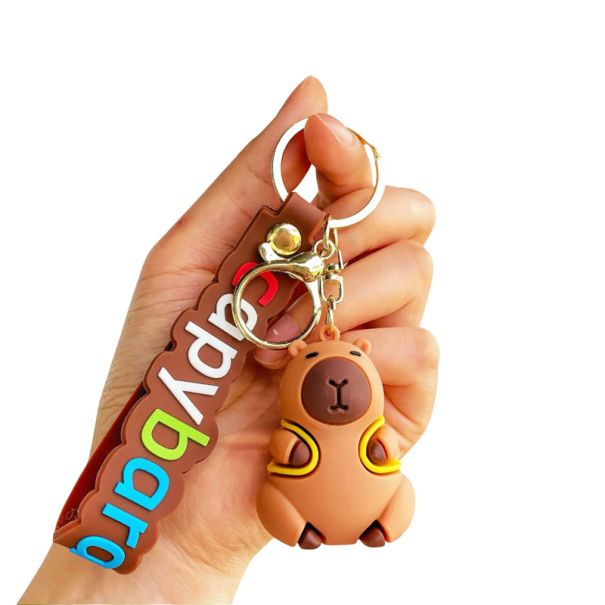 Capybara Keyring with Backpack Cute Keychain and Backpack Original Design Made of Resin with Metal Carabiner 1