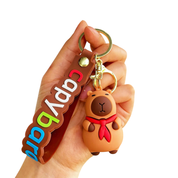 Capybara Keyring with Red Scarf Cute Keychain and Backpack Accessory Original Capybara Made of Resin with Carabiner 1