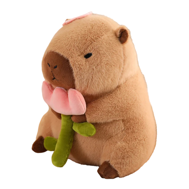 Capybara Plüschtier mit Blume, Stofftier, Stofftier, Capybara für Kinder, Plüsch, Kinderdekoration, 30 cm 1