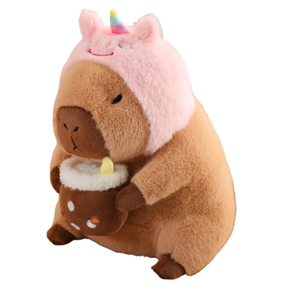 Capybara-Plüschtier mit Einhornhut, Plüschtier mit Hut und Becher, gefüllter Plüsch-Capybara für Kinder, Plüsch-Kinderdekoration, 30 cm 1