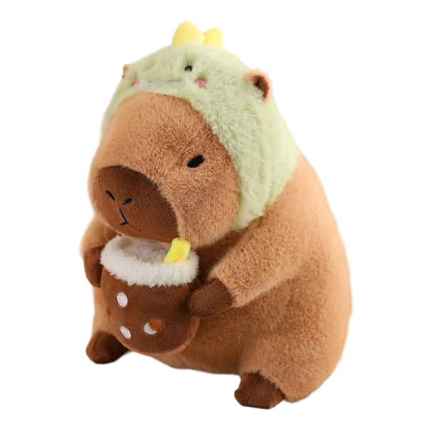 Capybara-Plüschtier mit Hut, Dinosaurier-Plüschtier mit Hut und Becher, gefülltes Plüsch-Capybara für Kinder, Plüsch-Kinderdekoration, 30 cm 1