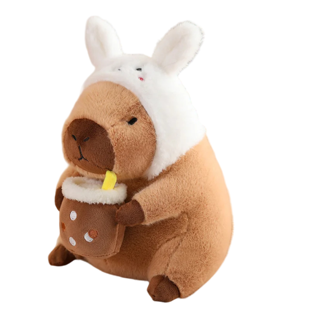 Capybara-Plüschtier mit Hut, Kaninchen-Plüschtier mit Hut und Becher, gefülltes Plüsch-Capybara für Kinder, Plüsch-Kinderdekoration, 30 cm 1