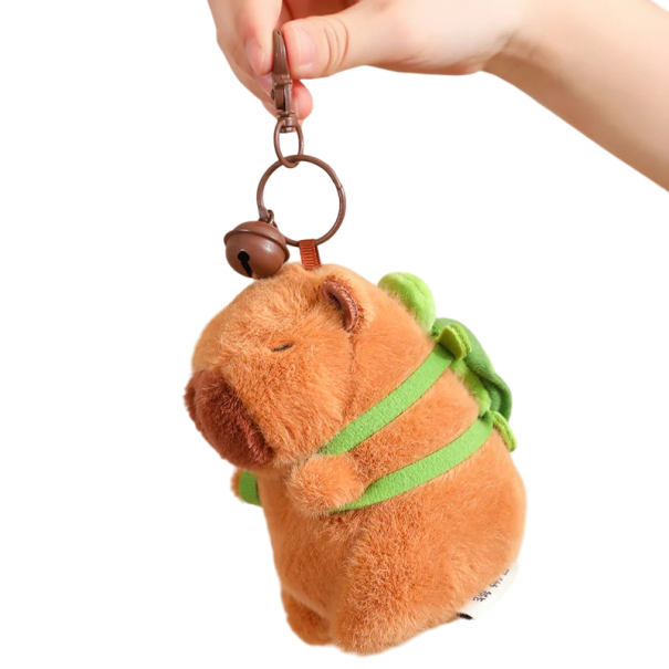 Capybara-Plüschtier mit Rucksack, Capybara-Anhänger, Plüschtier, Capybara-Rucksack, Schildkröten-Anhänger, Plüschtier auf Anhänger, 12 cm 1