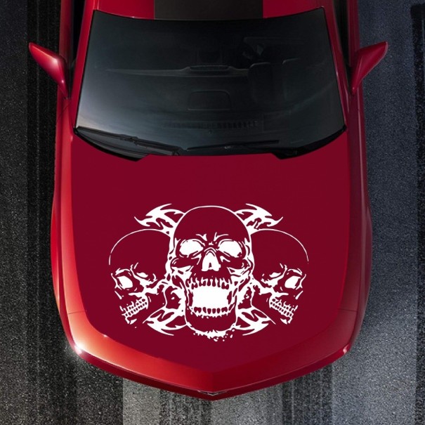 Car Bonnet Sticker - Skulls white