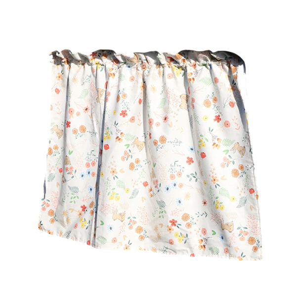 Car Curtain with Suction Cups for Window White Cotton Curtain with Floral Pattern UV Protection for Children Travel Sunshade 1