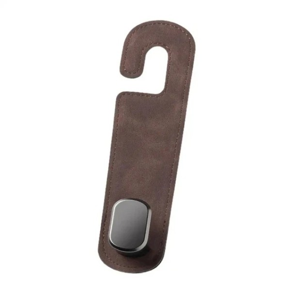 Car Hook for Headrest Elegant Design with Curved End Soft Surface and Metal Hook for Handbags Bags Clothing brown