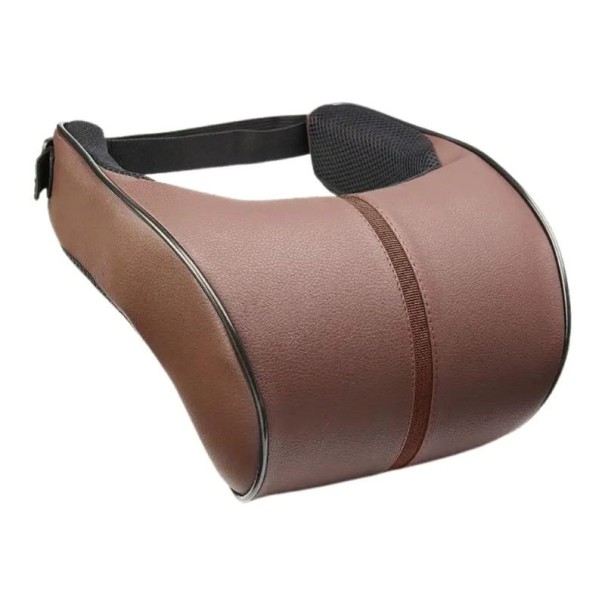 Car Neck Pillow Breathable Headrest Memory Foam Ergonomic Shape for Head Support While Travelling light brown