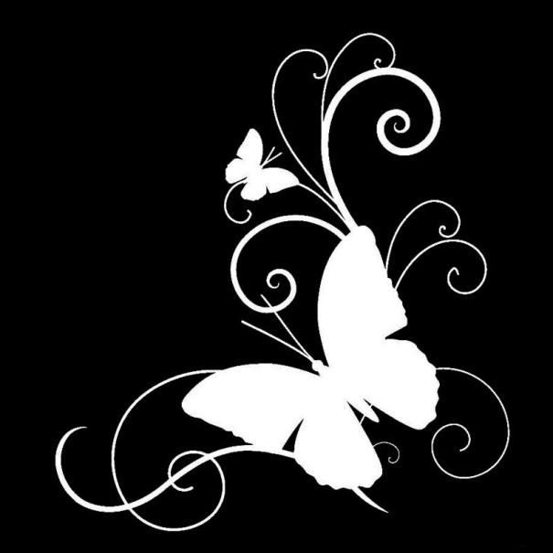Car Sticker Butterfly silver