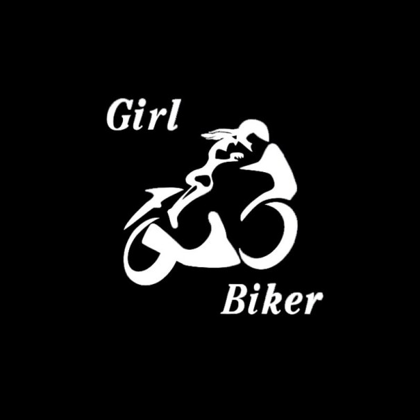 Car Sticker Girl Biker silver