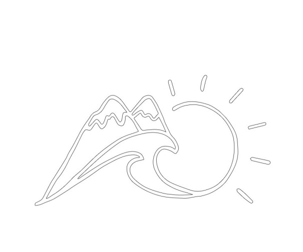 Car Sticker Mountains and Sun white M