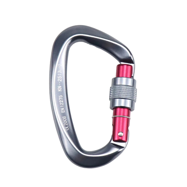 Carabine d'escalade professionnelle 25 kN Carabine de type D 10 x 5,6 cm argenté