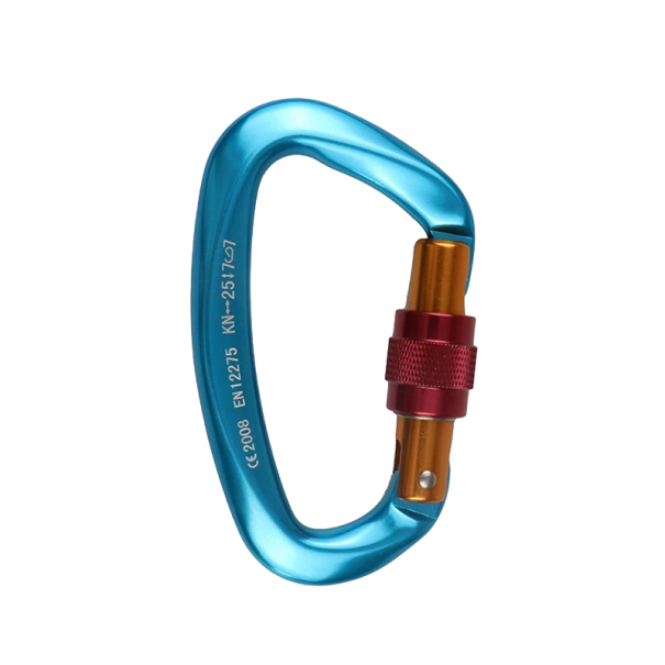 Carabine d'escalade professionnelle 25 kN Carabine de type D 10 x 5,6 cm bleu