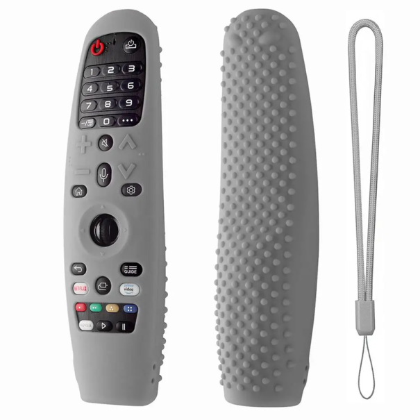 Carcasă telecomandă din silicon moale pentru LG AN-MR650A AN-MR600 AN-MR20GA, husă de protecție 19,5 x 5 x 3,6 cm, husă durabilă pentru Smart TV gri