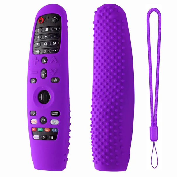 Carcasă telecomandă din silicon moale pentru LG AN-MR650A AN-MR600 AN-MR20GA, husă de protecție 19,5 x 5 x 3,6 cm, husă durabilă pentru Smart TV violet