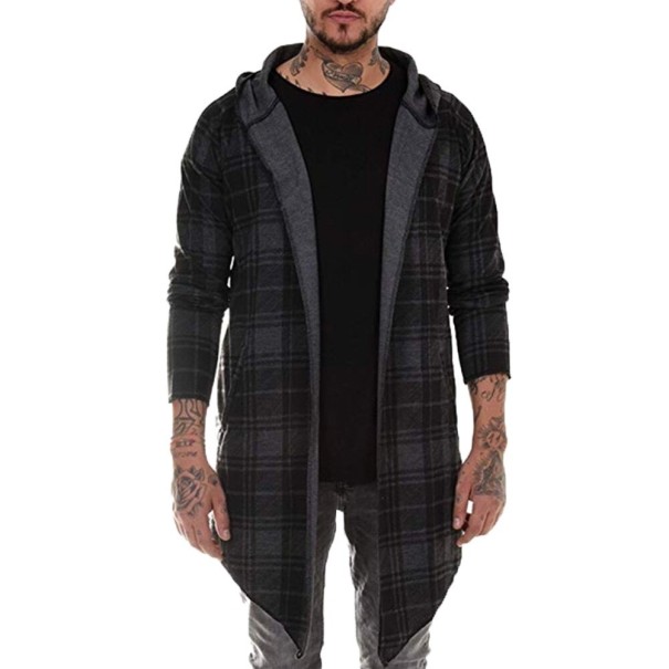 Cardigan à carreaux pour homme gris foncé XS