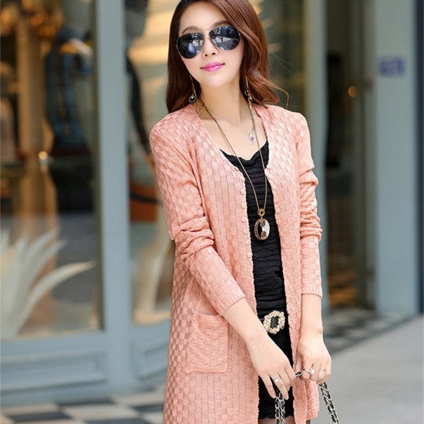 Cardigan a quadri da donna A2978 rosa S