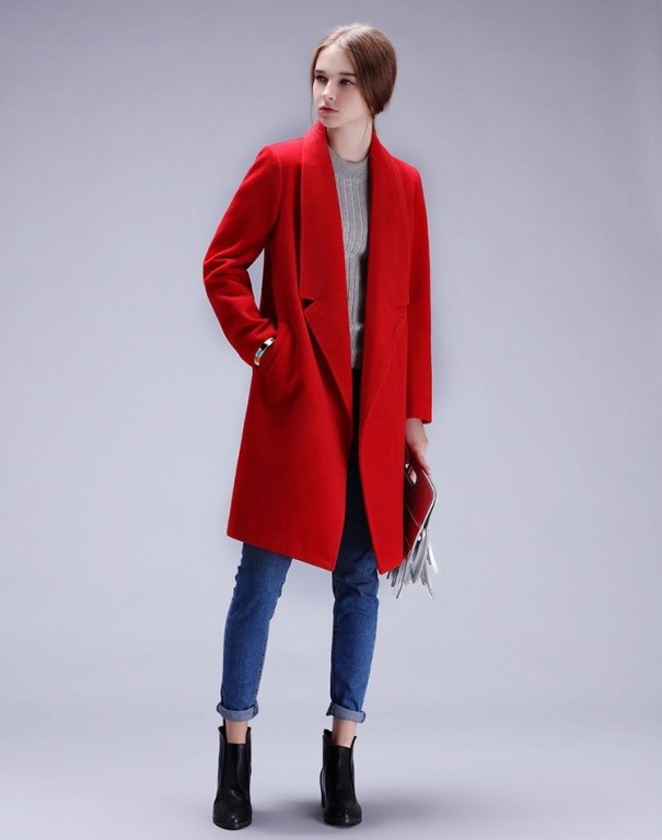 Cardigan da donna in cashmere J2545 rosso L