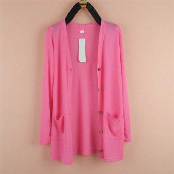Cardigan da donna P1893 rosa scuro XL