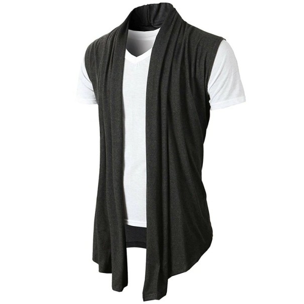 Cardigan da uomo con maniche corte F1119 grigio scuro S