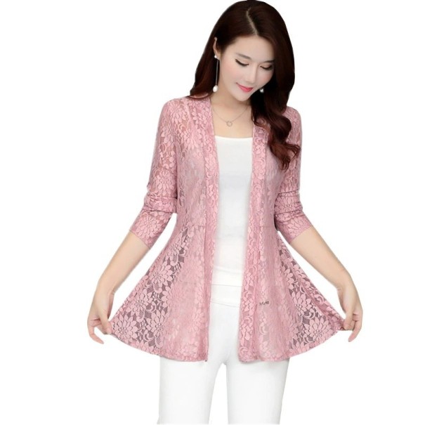 Cardigan de dama din dantela P1764 roz XL