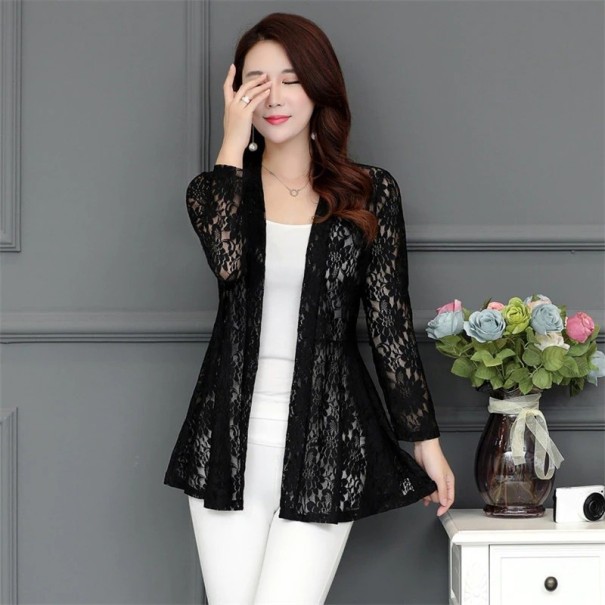 Cárdigan de encaje para mujer P1764 negro M