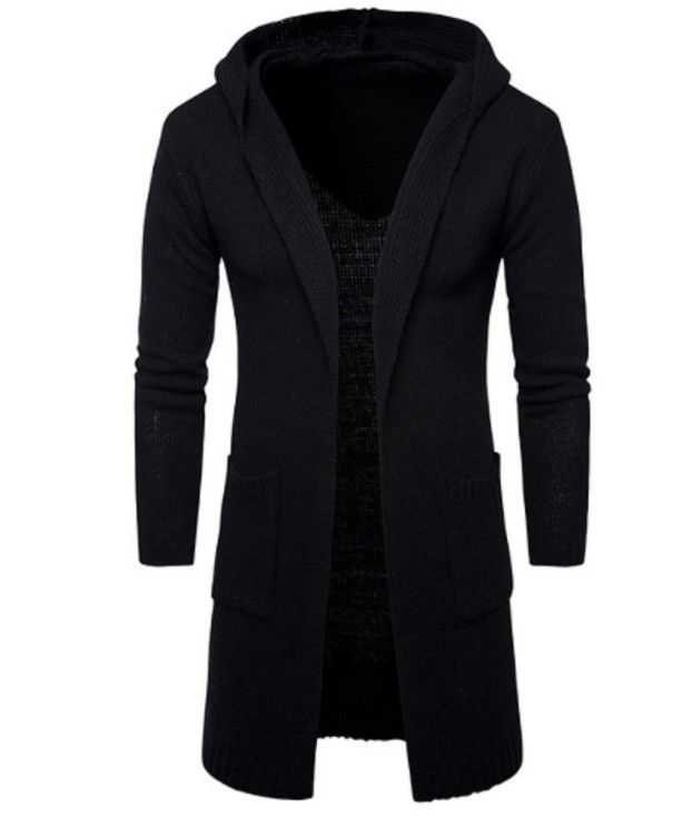 Cardigan de lux pentru bărbați cu glugă J1379 negru M