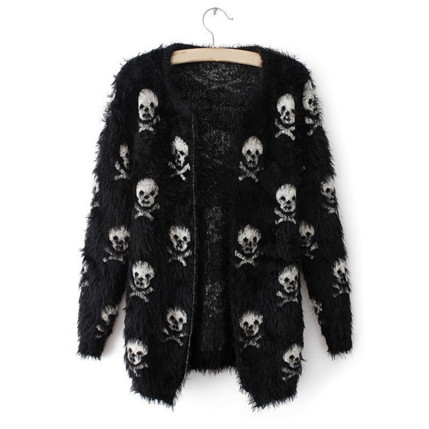 Cárdigan de mujer con calaveras negro