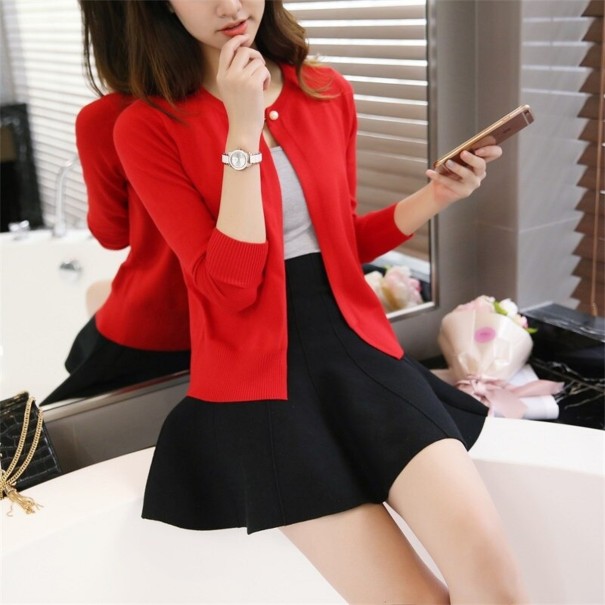 Cárdigan de punto para mujer con perlas rojo M