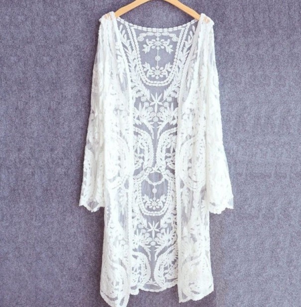 Cardigan en dentelle pour femmes A2182 blanc