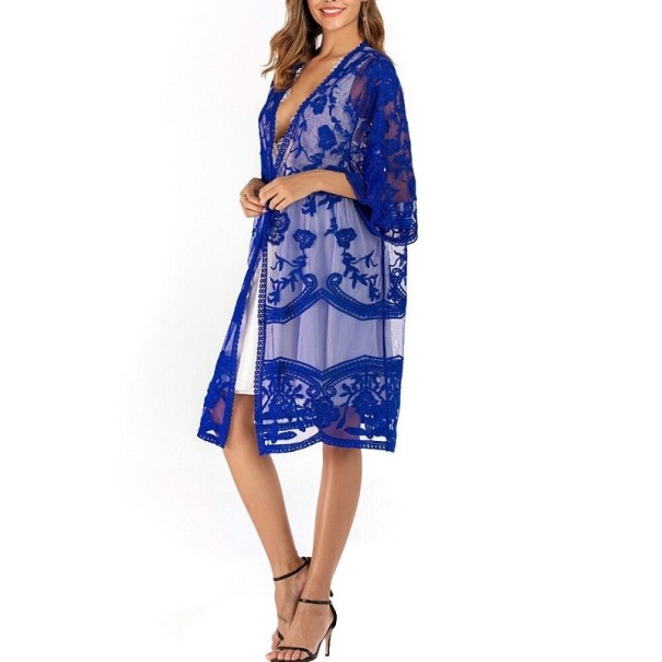 Cardigan en dentelle pour femmes P1182 bleu