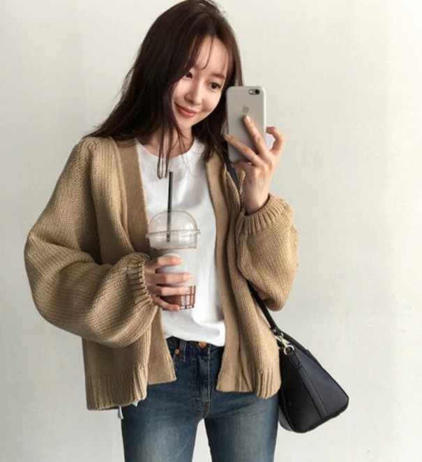 Cardigan en tricot pour femmes A2157 beige