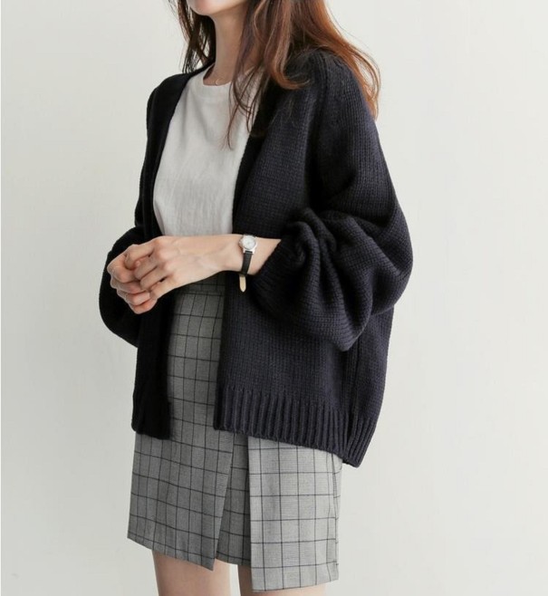 Cardigan en tricot pour femmes A2157 noir