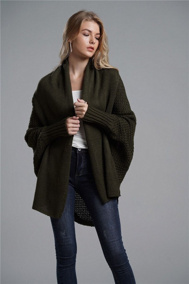 Cardigan en tricot pour femmes A2201 vert armée