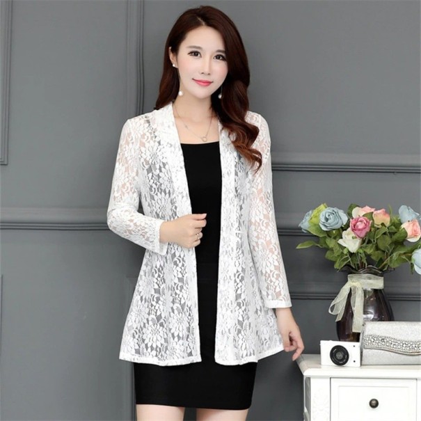 Cardigan in pizzo da donna P1764 bianco XL