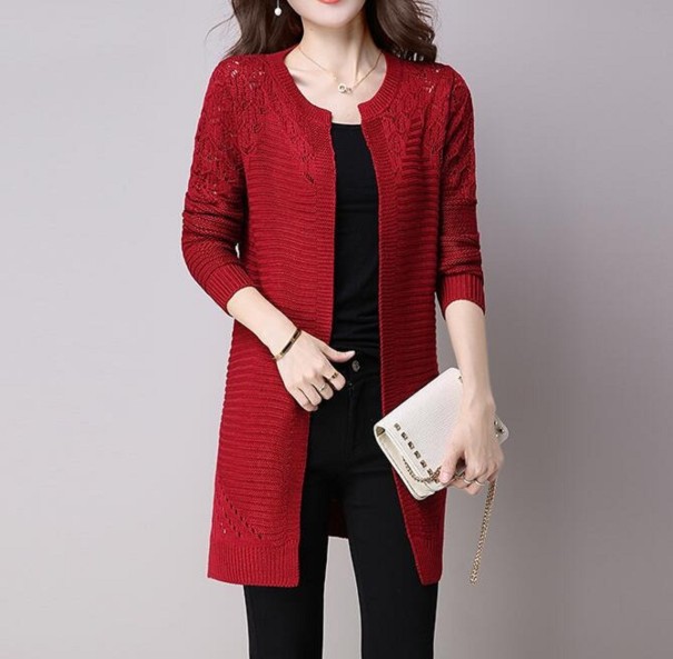 Cardigan lavorato a maglia da donna G316 rosso S
