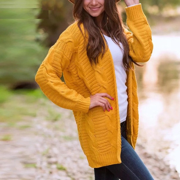 Cardigan lavorato a maglia da donna G318 giallo scuro XXL