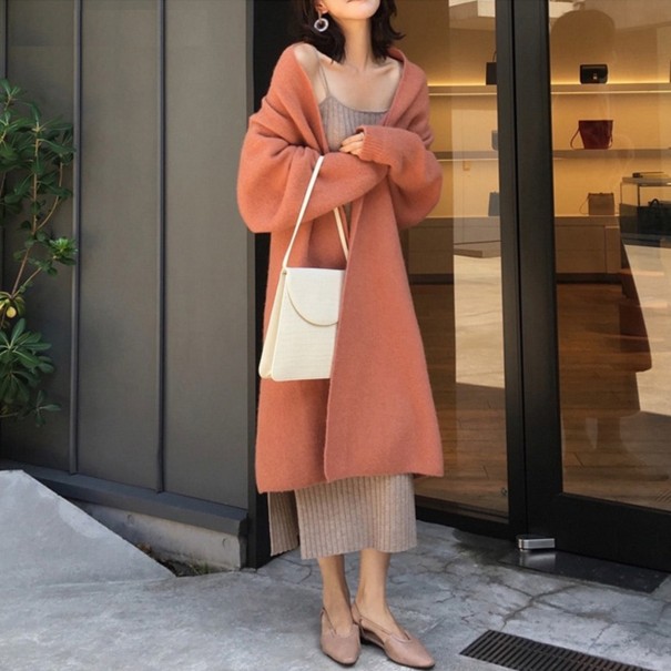 Cardigan long pour femme brique