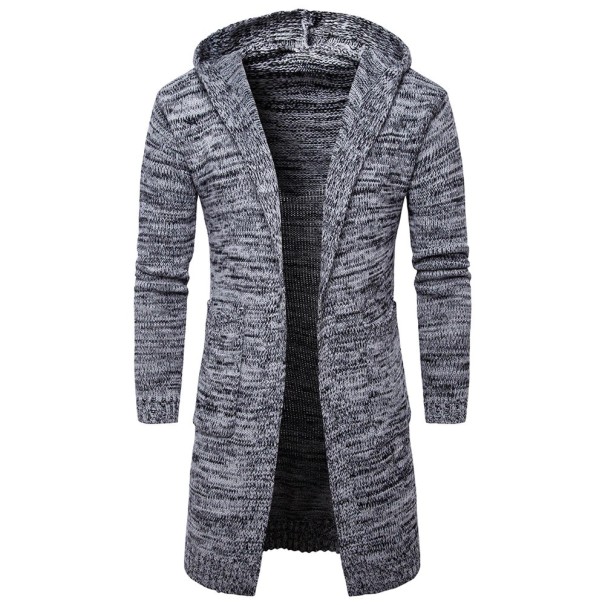 Cardigan masculino de luxo com capuz J1379 cinzento M