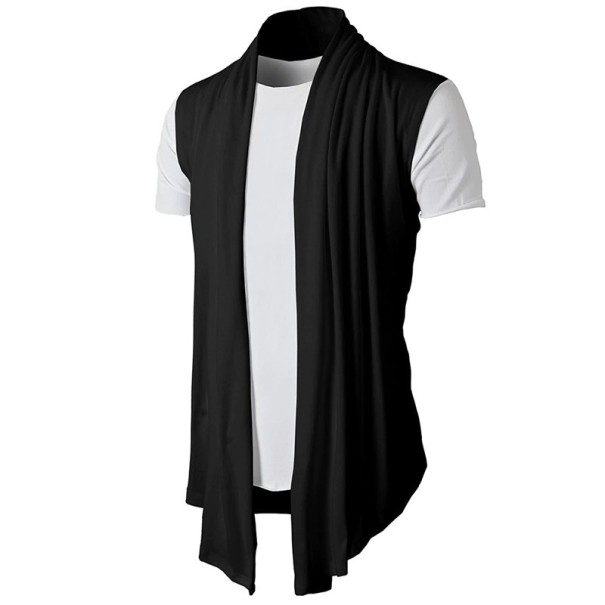 Cardigan pentru bărbați cu mâneci scurte F1119 negru L