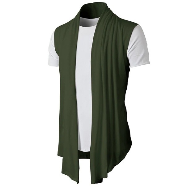Cardigan pentru bărbați cu mâneci scurte F1119 verde armată L
