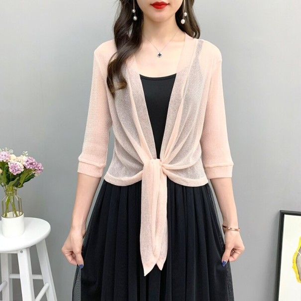 Cardigan strălucitor pentru femei P1585 caisă M