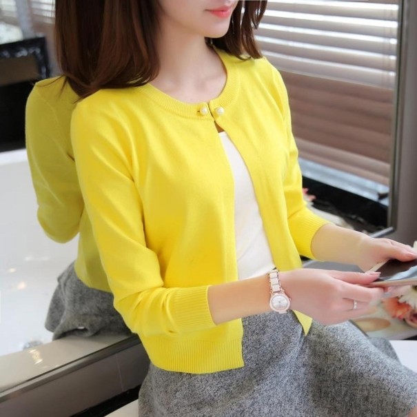 Cardigan tricotat pentru femei cu perle galben XS