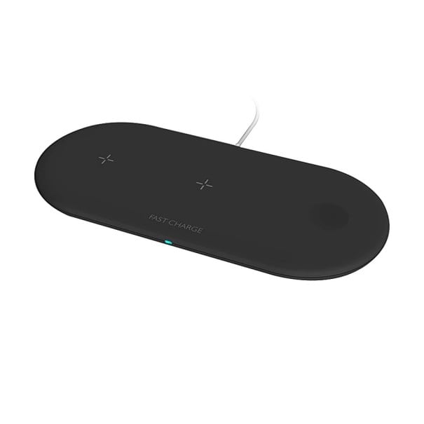 Cargador inalámbrico 3 en 1 para teléfono, reloj Apple Watch y auriculares AirPods Tres lugares de carga Potencia máxima 10 W Grosor 0,8 cm negro