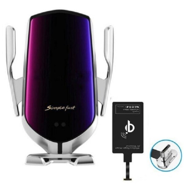 Cargador inalámbrico para coche con receptor plateado 2 Cargador inalámbrico para coche con receptor plateado 2