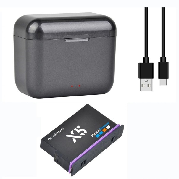 Cargador rápido con USB y batería de 2860 mAh para Insta360 X5 Accesorio de carga para cámara de acción 1