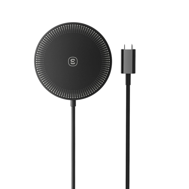 Cargador rápido magnético inalámbrico de 20 W con cable USB C, cargador portátil PD de 12 V y 2 A, carga inalámbrica rápida para dispositivos compatibles con Qi. negro