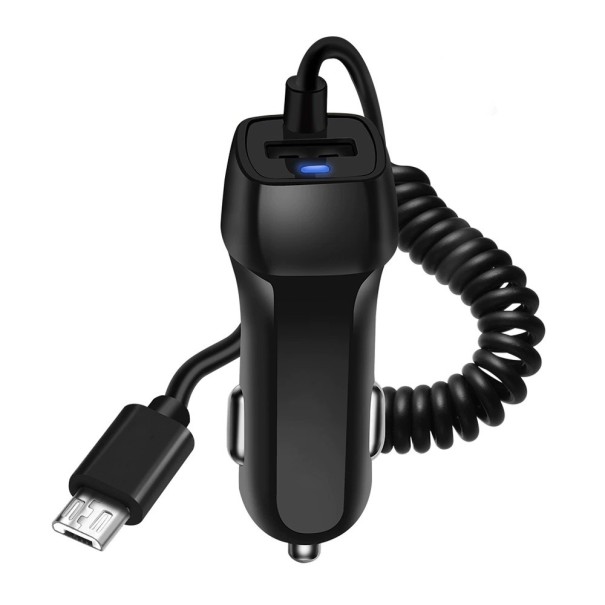 Cargador USB para coche Micro USB / USB-C negro 1