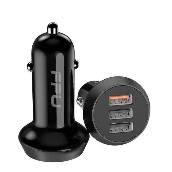 Caricabatterie da auto Dual USB 3 porte Quick Charge nero